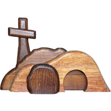 Empty Tomb Easter Scene and Cross,Wooden Empty Tomb Jesus Tomb Easter Tomb Decor Suitable for Religious Home Office Desktop Decoration