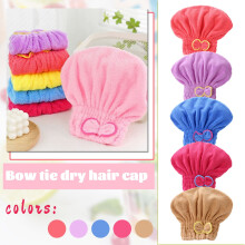 Microfiber Hair Turban for Women Super Absorbent Quick Dry Hair Wrap Bath Shower Cap Soft Elastic Band Bow Design Watermelon Red