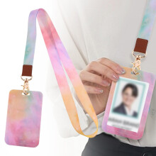 Heart Shaped Cell Phone Lanyard With Sliding Card Holder Adjustable Braided Strap For O Ffice ID Cards PVC Leather
