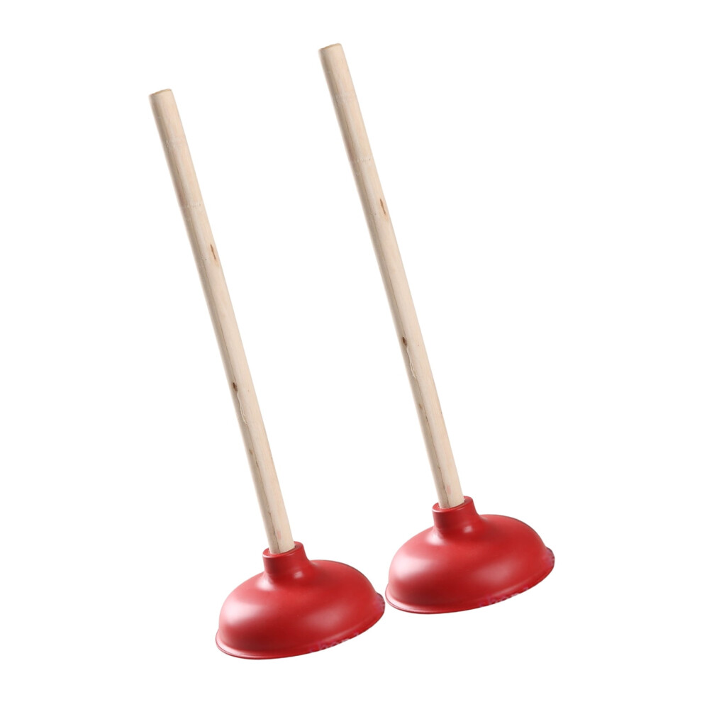 2Pieces Toilet And Sink Plunger With Long Wooden Handle For Efficient Clog Blockages Removal Toilet Unblocker Tool 9327961643413