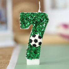 Fotbollsfödelsedagsljus nummer 9 Grönt glitter