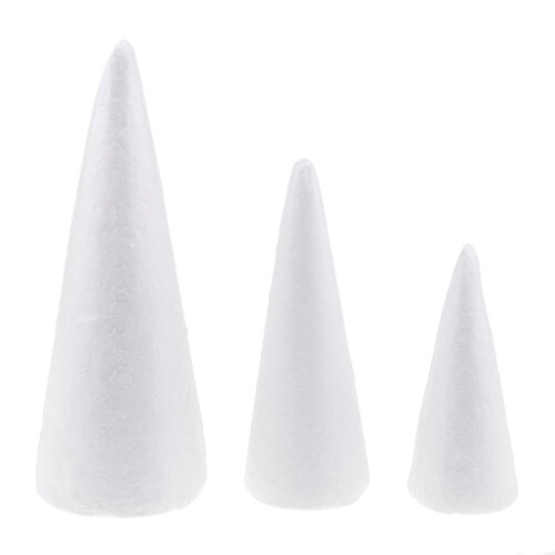 3Pcs Cone Shape DIY Christmas Tree Polystyrene Foam for Kids Craft 15/20/25cm