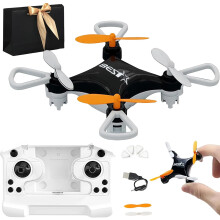 Mini Drone for Kids: Easy Stunts, 360 Tricks, LED, Altitude Hold, Prop Protection – Indoor/Outdoor (Black)