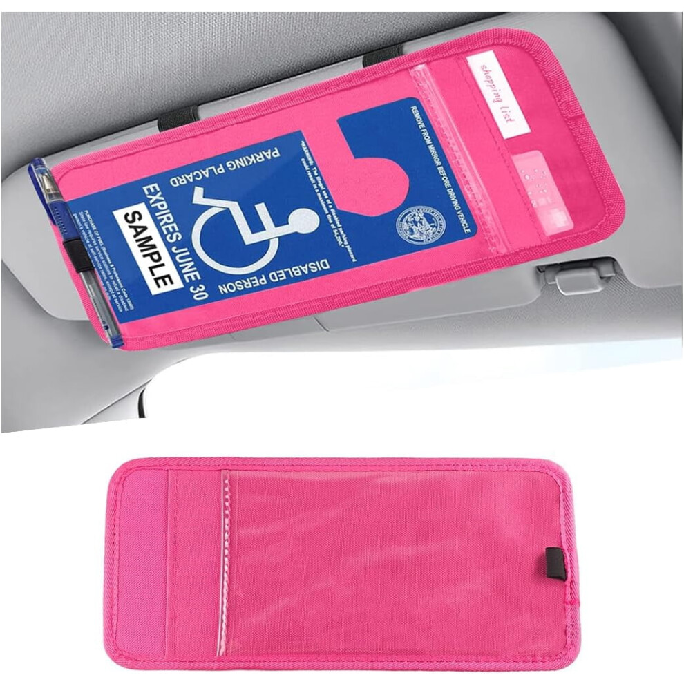 Car Visor Handicap Placard Holder With Elastic Strap, Clear Card Slot Clip, Universal Fit (Black) Black 9353595554146