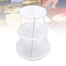White Plastic Stainless Steel 3-Tier Foldable Dessert Stand for Cakes & Snacks
