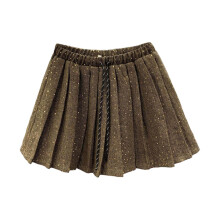 Girls Shimmering Sequin Pleated Skirt Coffee