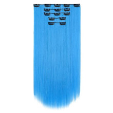 Sky Blue Straight Clip-In Hair Extensions 22 Inch 5 Pieces