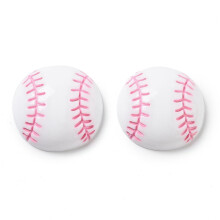 Läpinäkymätön hartsi Decoden Cabochons Urheilupallo Valkoinen Baseball24~25x7~8mm hartsi