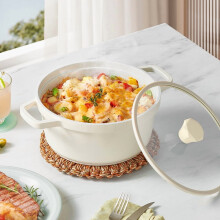 Enameled Ceramic Saucepan Pot with Lid | Non-Stick Induction Cooker Safe | 1-Quart Soup & Casserole Pot for Home Cooking