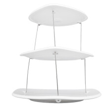 White Plastic Stainless Steel 3-Tier Foldable Dessert Stand for Cakes Fruits