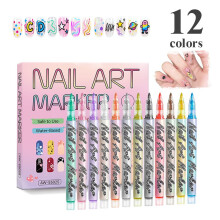 Set di 12 pennarelli per nail art fai da te, punta da 0,7 mm ad asciugatura rapida per dipingere e delineare – Compatibile con tutti i tipi di