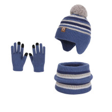 AWZXDE Winter Hats For Kids Comfortable Lined Hat With Ear Thermal Knitted Cap For Cold Weather Outdoor Activities And Daily Warmth Blue