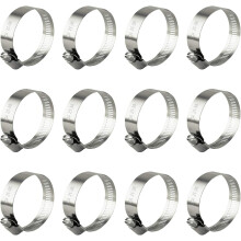 Slangklem, 12 stuks roestvrijstalen slangklemmen met wormwielmechanisme, 21-38 mm (3/4-1-1/2 inch)