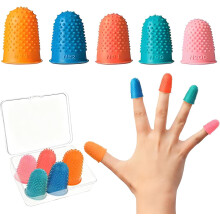 5-Piece Rubber Finger Tips Covers, 5 Colors/Sizes, Thimbles for Paperwork, Counting, Sewing & Hand Embroidery