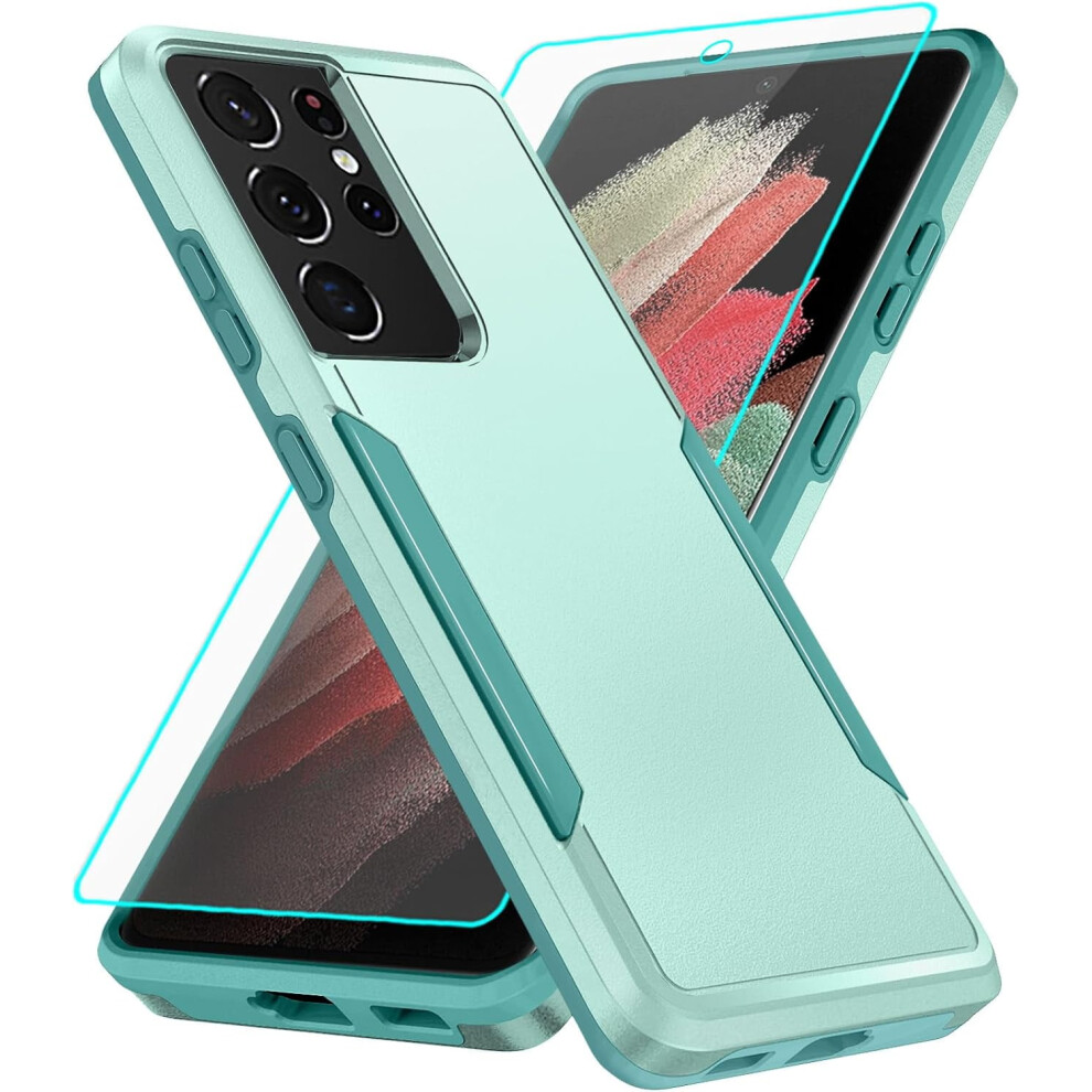 Heavy Duty Shockproof & Scratch Proof Galaxy S21 Ultra Case With Screen Protection Â Compatible With Samsung Galaxy S21 Ultra Â Green 9353595556485