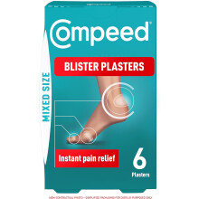 (Single, Mixed 6) Compeed Mixed Size Blister Plasters for Feet (6 Pack) – Hydrocolloid Healing Technology, Waterproof Cushioned Blister Protection