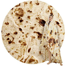 Burritos Tortilla Throw Blanket, Tortilla Wrap Blanket, Novelty Tortillas Round Giant Round Soft Blankets for Adults and Kids (Brown, 71 inches)
