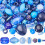 Assorted Acrylic Beads Blue Round Square 100g 1