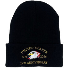 US250th Anniversary Beanie Winter Strickmütze Outdoor Warme Mütze für Spaziergänge Schneesport Kaltwetteraktivitäten Accessoire (Schwarz-2)