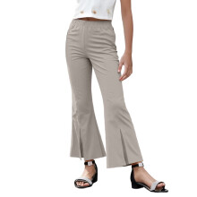 AWZXDE Girls Pants Fashion Solid Color Casual Front Slit Flared Leg, Children Long Trousers for a Stylish Everyday Look Beige,3-8 Months