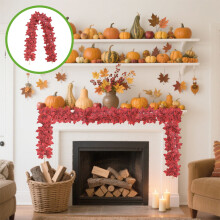 Guirlande d'Halloween à feuilles d'érable orange, 1,74 m (5,7 pi), lot de 2