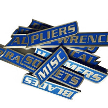 12-Pack Magnetic Toolbox Labels, 3D-Printed Reusable Drawer Tags for Steel Toolboxes, Carts, Drawers & Cabinets (Blue)