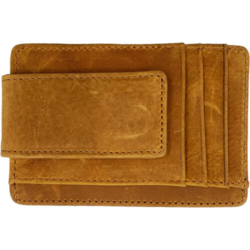 Clip RFID Front Pocket Wallet Men Leather Slim Minimalist Wallet