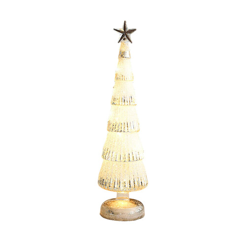 LED Illuminated Glass Christmas Tree Warm White Lights