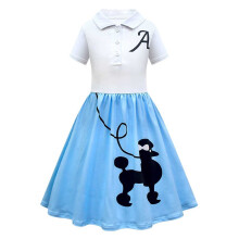 50s Outfit for Girls, Poodle Skirt Dress, Sock Hop Clothing, Retro 50s Dress for Kids, Vintage Style Dress