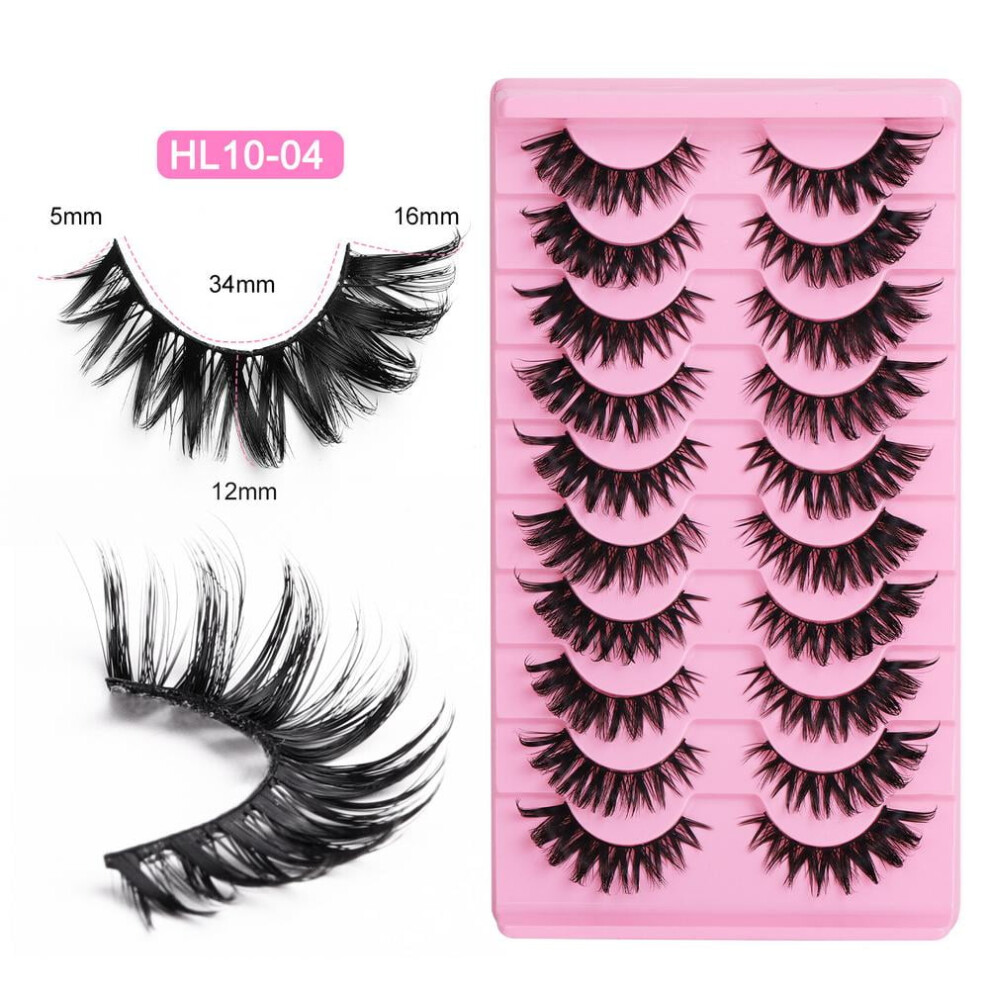10Pairs Delicate False Eyelashes,Fluffy Lightweight Eyelashes,Cat Eye Eyelashes-