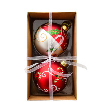 2 Pieces Christmas Baubles Decorations Ornaments 8cm Round Glass for Xmas Tree Hanging Party Supplies New Year