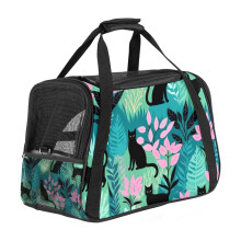 Tragbare Hunde- und Katzentragetasche mit Palmenblattmuster, weiche Reisetasche für Welpen und Katzen, ideal für kleine Haustiere.