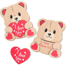 Wooden 3D Valentine's Bear Card – Funny Love Greeting for Her, Husband, Wife – Anniversary & Valentine's Day Gift (Compatible with Wood)