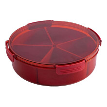 6-Compartment Round Food Platter with Lid, Compatible with Keto & Christmas Snacks, Plastic Appetizer Tray