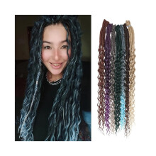 24 Inch Dreadlocks Extensions 5 Strands Handmade Soft Dreads Locks Crochet Braids Synthetic Double Ended Curly Hair Extensions