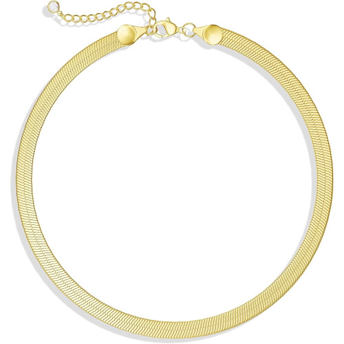Moodear Gullkjede for kvinner Chunky Herringbone Choker