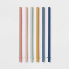 Kids' 6pc Plastic Rainbow Tumbler Straws - Dishwasher-Safe, Reusable for Cold Beverages