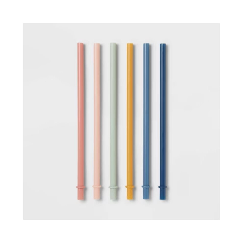 Kids' 6pc Plastic Rainbow Tumbler Straws - Dishwasher-Safe, Reusable for Cold Beverages