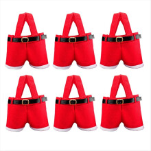 Lot de 6 sacs cadeaux de Noël en forme de pantalon de Père Noël, petits sachets décoratifs pour bonbons et cadeaux de Noël