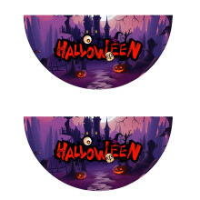 Lot de 2 guirlandes d'Halloween en forme d'éventail - Bannières tête de mort de 45 x 90 cm pour jardin, clôture, porche, décoration intérieure