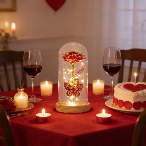 Veilleuse papillon rose rouge Saint-Valentin, lampe décorative 1 pièce