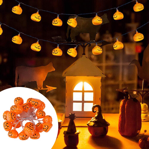 Φωτάκια σε σχήμα κολοκύθας για το Halloween, 20 LED, 9,8 πόδια, Λειτουργούν με μπαταρία,
