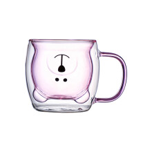 Copo de vidro Bear Cup com tampa e canudo de 240ml