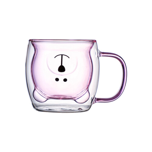 Copo de vidro Bear Cup com tampa e canudo de 240ml