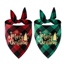 Bandanas para cães FAMTKT, conjunto de 2 peças com estampa xadrez natalina, ajustáveis para cães e gatos de pequeno a grande porte –