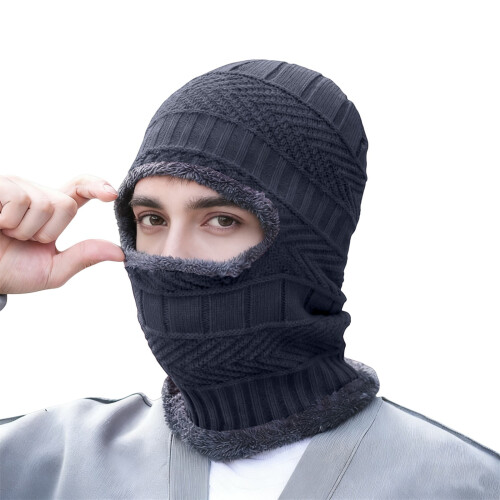 Set da donna composto da cappello e sciarpa in maglia, colore grigio.