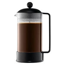 Cafetière à piston Brazil 8 tasses (34 oz) noire : carafe en verre, compatible lave-vaisselle, piston manuel
