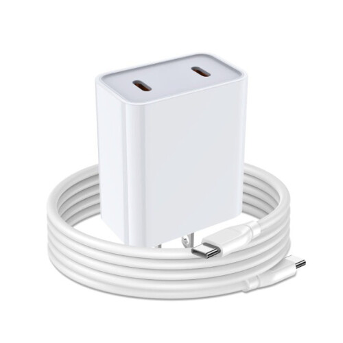 Συμβατό με φορτιστή Samsung: Επιτοίχιο μπλοκ USB-C 20W2 θυρών + καλώδιο Type-C σε C 40W6FT για Galaxy