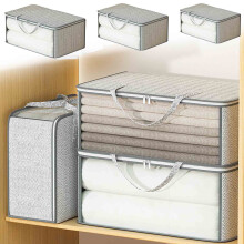 Sac de rangement horizontal en coton pour couette, grande capacité, pliable, avec fenêtre transparente, idéal pour vêtements, literie,