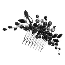 Peigne à cheveux strass pour mariées, métal noir, lot de 1